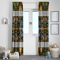 Slovenia Folk Art Window Curtain Bright Floral Pattern with National Crest Emblem