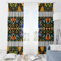 Slovenia Folk Art Window Curtain Bright Floral Pattern with National Crest Emblem