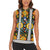 Slovenia Folk Art Women Sleeveless Polo Shirt Bright Floral Pattern with National Crest Emblem