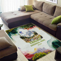 Triglav National Park Area Rug Mountain Landscape with Slovenia Crest and Folk Art Details