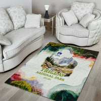 Triglav National Park Area Rug Mountain Landscape with Slovenia Crest and Folk Art Details
