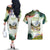 Triglav National Park Couples Matching Off The Shoulder Long Sleeve Dress and Hawaiian Shirt Mountain Landscape with Slovenia Crest and Folk Art Details