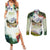 Triglav National Park Couples Matching Summer Maxi Dress and Long Sleeve Button Shirt Mountain Landscape with Slovenia Crest and Folk Art Details