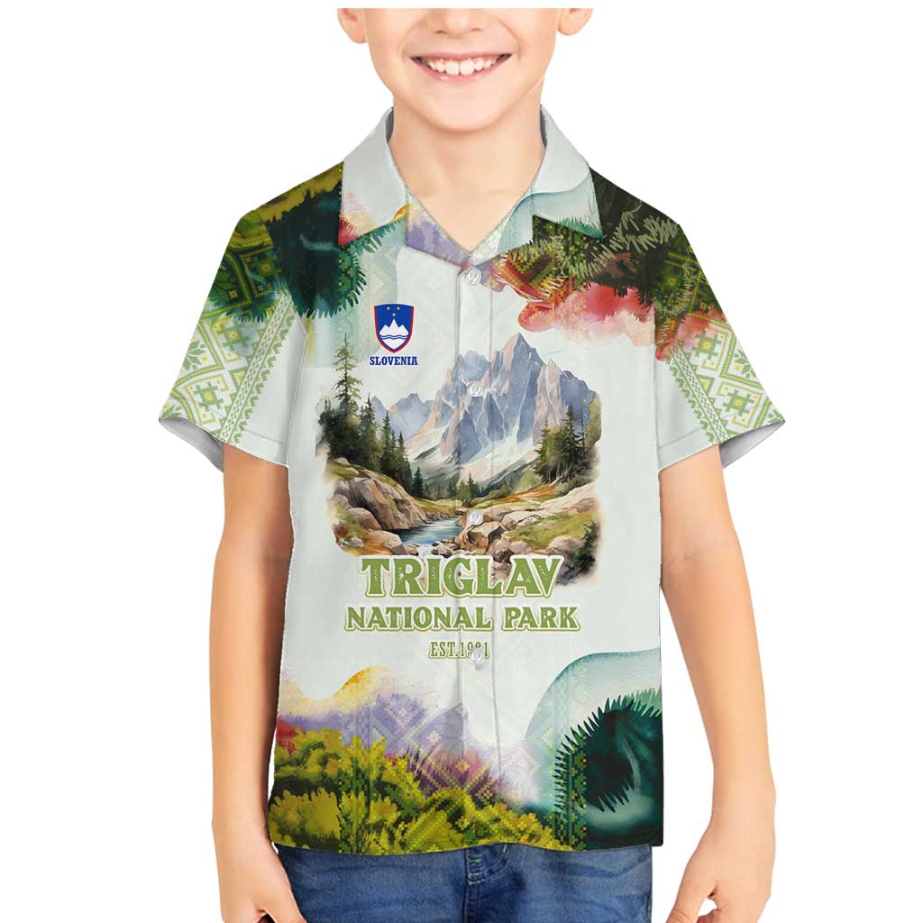 Triglav National Park Family Matching Mermaid Dress and Hawaiian Shirt Mountain Landscape with Slovenia Crest and Folk Art Details