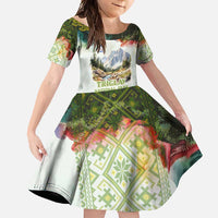 Triglav National Park Family Matching Off Shoulder Maxi Dress and Hawaiian Shirt Mountain Landscape with Slovenia Crest and Folk Art Details