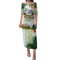 Triglav National Park Family Matching Puletasi and Hawaiian Shirt Mountain Landscape with Slovenia Crest and Folk Art Details