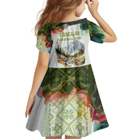 Triglav National Park Family Matching Short Sleeve Bodycon Dress and Hawaiian Shirt Mountain Landscape with Slovenia Crest and Folk Art Details