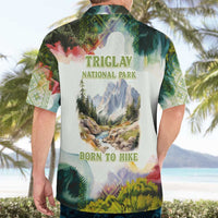 Triglav National Park Hawaiian Shirt Mountain Landscape with Slovenia Crest and Folk Art Details