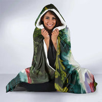 Triglav National Park Hooded Blanket Mountain Landscape with Slovenia Crest and Folk Art Details