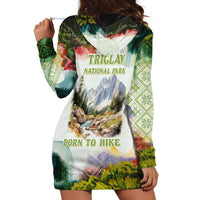 Triglav National Park Hoodie Dress Mountain Landscape with Slovenia Crest and Folk Art Details