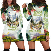 Triglav National Park Hoodie Dress Mountain Landscape with Slovenia Crest and Folk Art Details