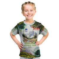 Triglav National Park Kid T Shirt Mountain Landscape with Slovenia Crest and Folk Art Details