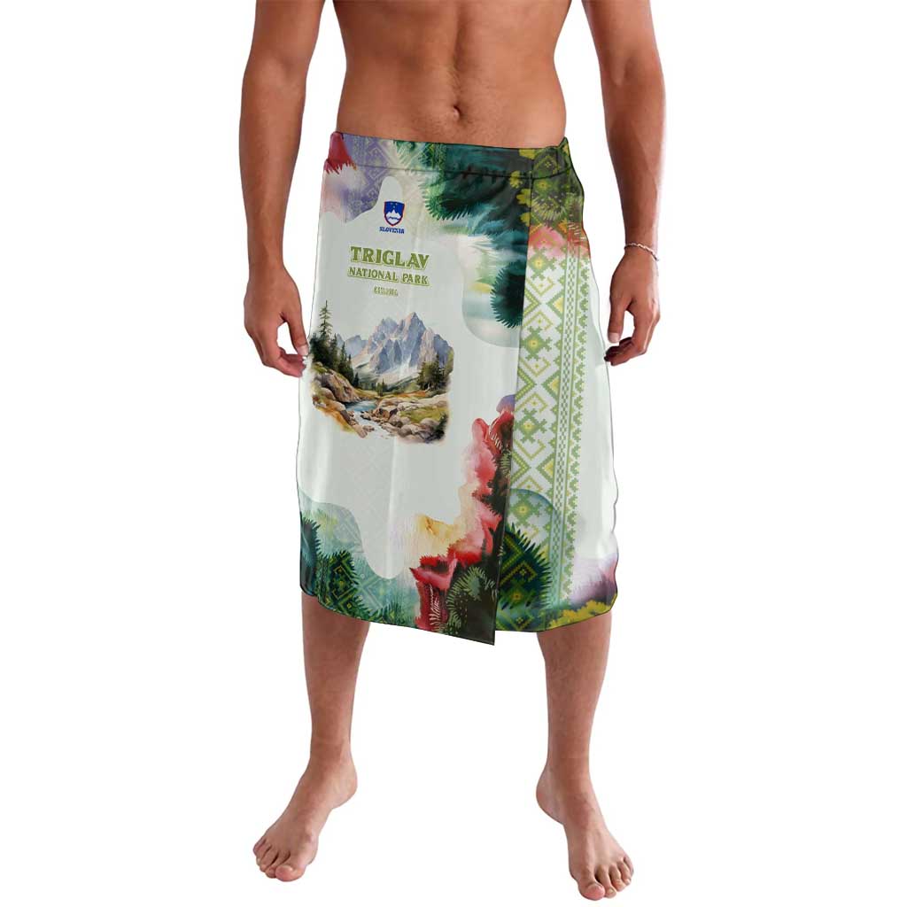 Triglav National Park Lavalava Mountain Landscape with Slovenia Crest and Folk Art Details