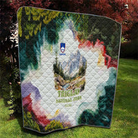 Triglav National Park Quilt Mountain Landscape with Slovenia Crest and Folk Art Details