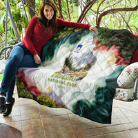 Triglav National Park Quilt Mountain Landscape with Slovenia Crest and Folk Art Details