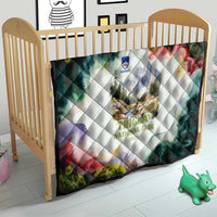 Triglav National Park Quilt Mountain Landscape with Slovenia Crest and Folk Art Details