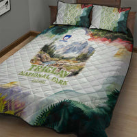 Triglav National Park Quilt Bed Set Mountain Landscape with Slovenia Crest and Folk Art Details