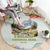 Triglav National Park Round Carpet Mountain Landscape with Slovenia Crest and Folk Art Details