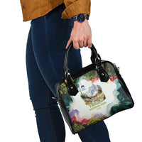 Triglav National Park Shoulder Handbag Mountain Landscape with Slovenia Crest and Folk Art Details