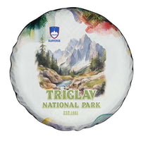 Triglav National Park Spare Tire Cover Mountain Landscape with Slovenia Crest and Folk Art Details
