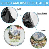 Triglav National Park Spare Tire Cover Mountain Landscape with Slovenia Crest and Folk Art Details
