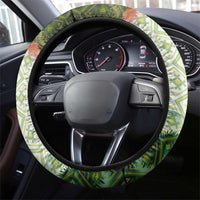 Triglav National Park Steering Wheel Cover Mountain Landscape with Slovenia Crest and Folk Art Details