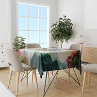 Triglav National Park Tablecloth Mountain Landscape with Slovenia Crest and Folk Art Details