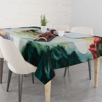 Triglav National Park Tablecloth Mountain Landscape with Slovenia Crest and Folk Art Details