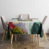 Triglav National Park Tablecloth Mountain Landscape with Slovenia Crest and Folk Art Details