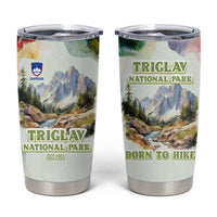 Triglav National Park Tumbler Cup Mountain Landscape with Slovenia Crest and Folk Art Details