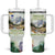 Triglav National Park Tumbler With Handle Mountain Landscape with Slovenia Crest and Folk Art Details