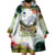 Triglav National Park Wearable Blanket Hoodie Mountain Landscape with Slovenia Crest and Folk Art Details