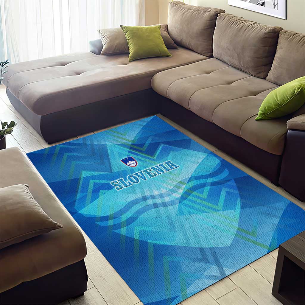 Slovenia Sport Area Rug Alpine-Inspired Design with National Crest