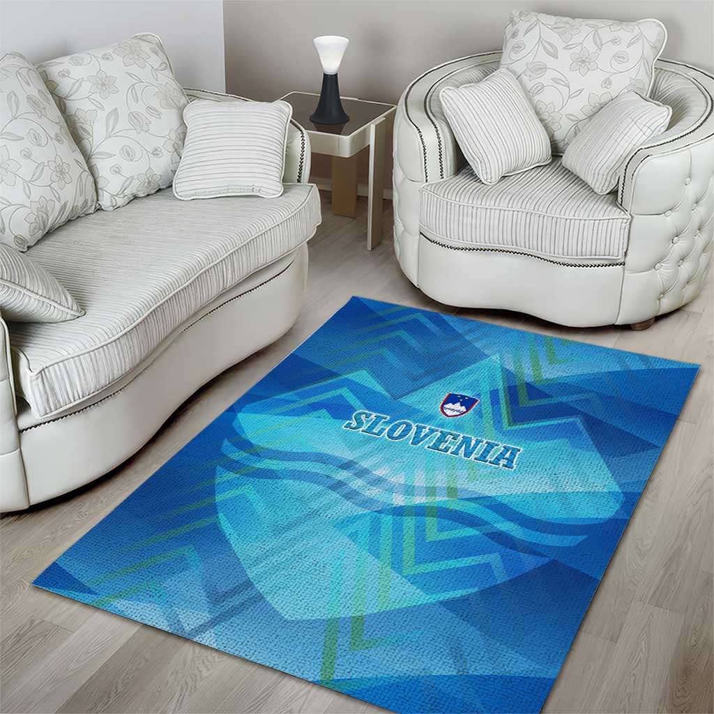 Slovenia Sport Area Rug Alpine-Inspired Design with National Crest