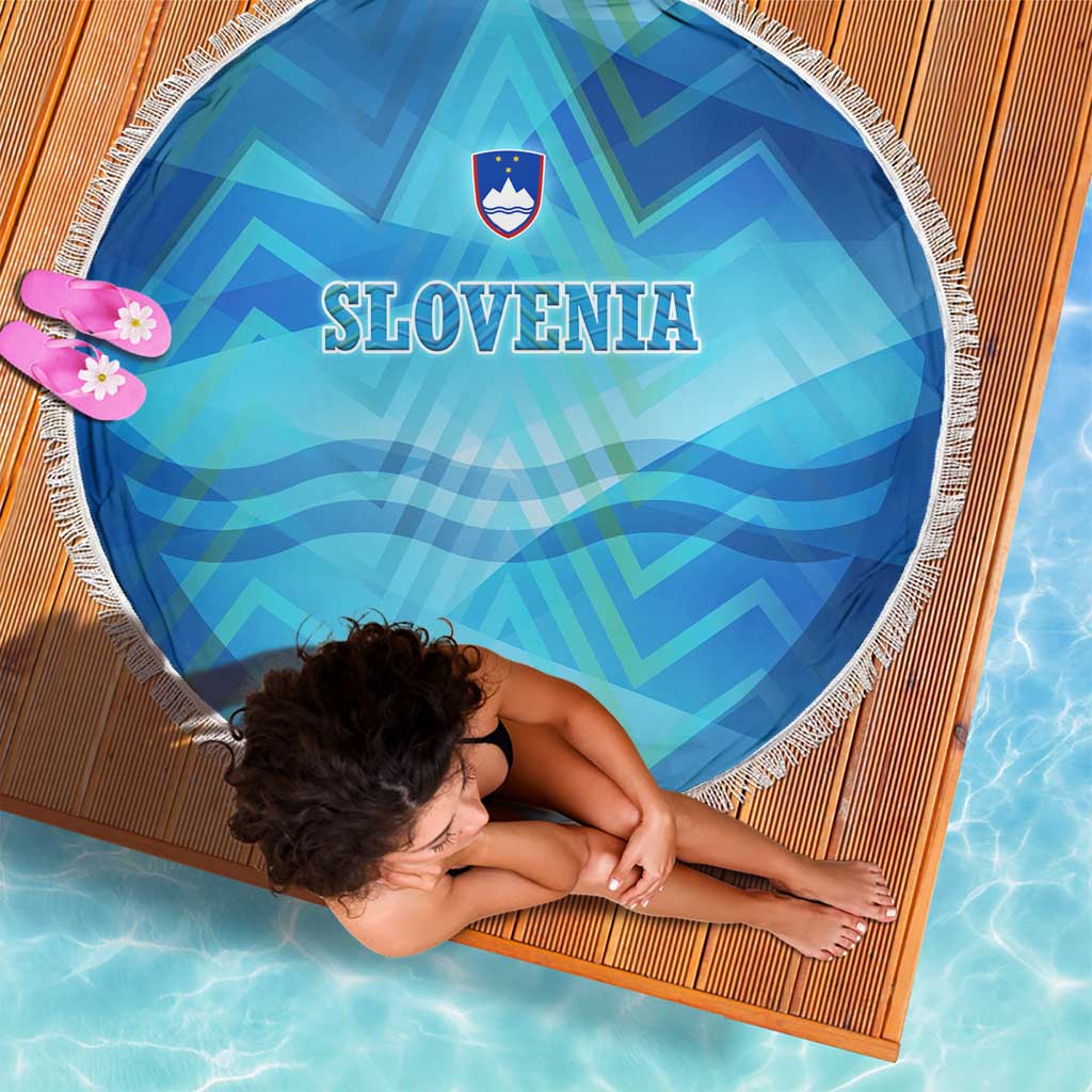 Slovenia Sport Beach Blanket Alpine-Inspired Design with National Crest