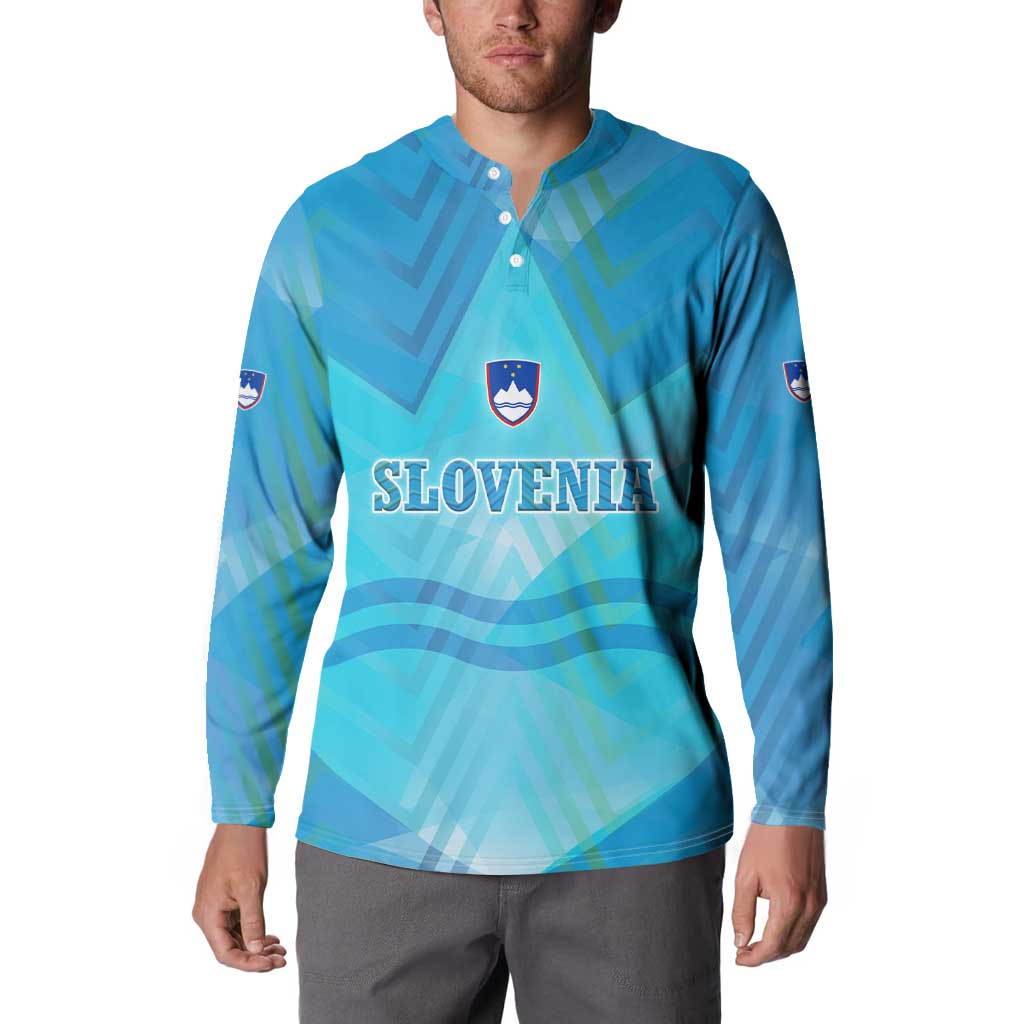 Slovenia Sport Button Sweatshirt Alpine-Inspired Design with National Crest
