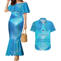 Slovenia Sport Couples Matching Mermaid Dress and Hawaiian Shirt Alpine-Inspired Design with National Crest