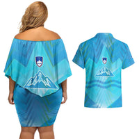 Slovenia Sport Couples Matching Off Shoulder Short Dress and Hawaiian Shirt Alpine-Inspired Design with National Crest
