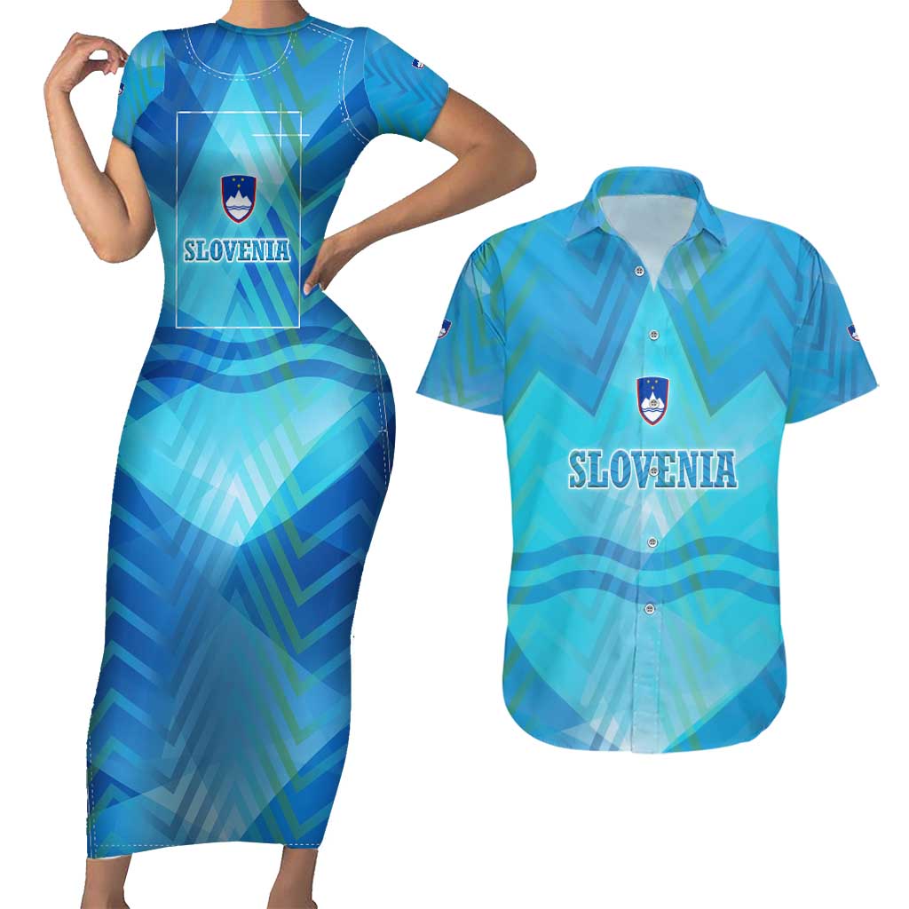 Slovenia Sport Couples Matching Short Sleeve Bodycon Dress and Hawaiian Shirt Alpine-Inspired Design with National Crest