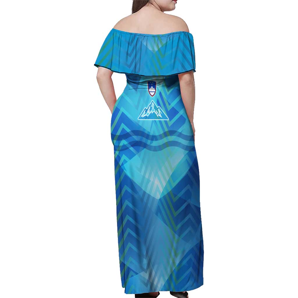 Slovenia Sport Family Matching Off Shoulder Maxi Dress and Hawaiian Shirt Alpine-Inspired Design with National Crest