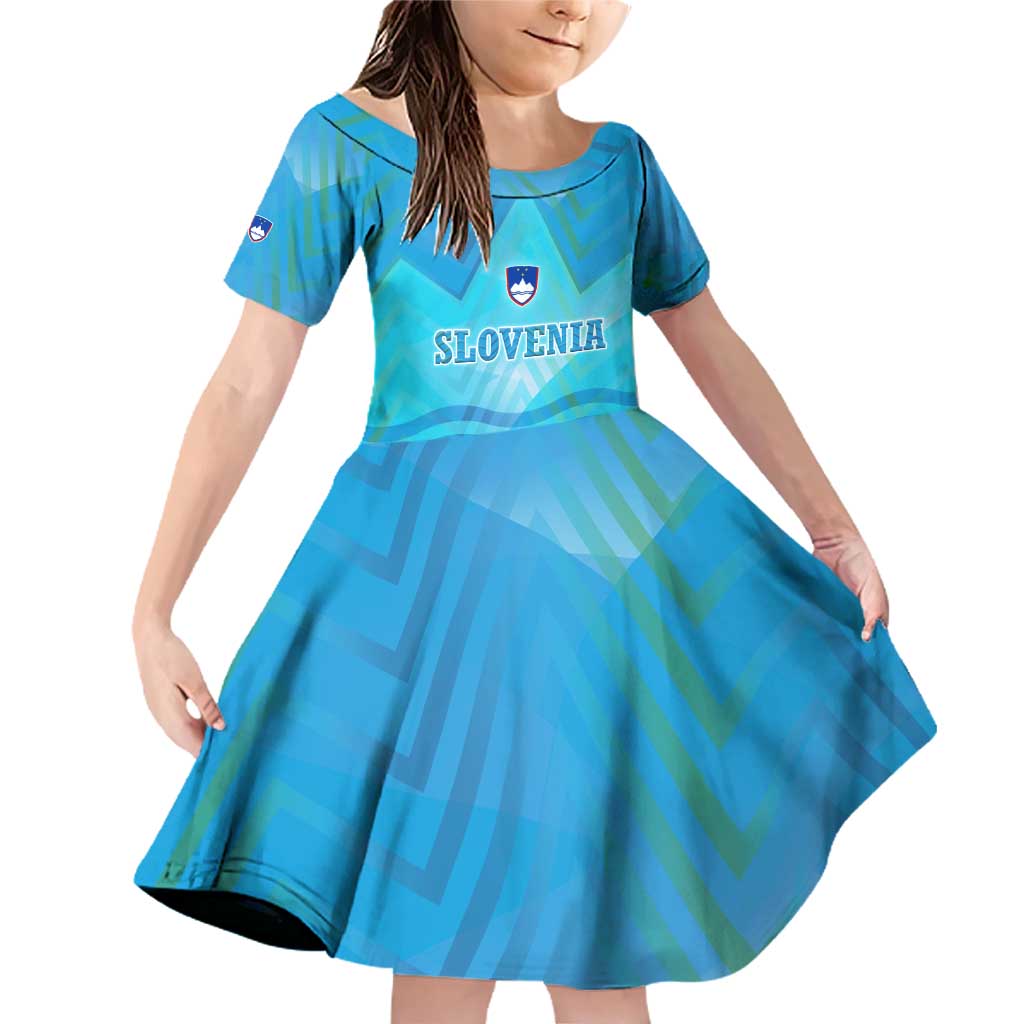Slovenia Sport Family Matching Off Shoulder Short Dress and Hawaiian Shirt Alpine-Inspired Design with National Crest
