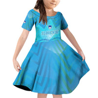 Slovenia Sport Family Matching Off Shoulder Short Dress and Hawaiian Shirt Alpine-Inspired Design with National Crest