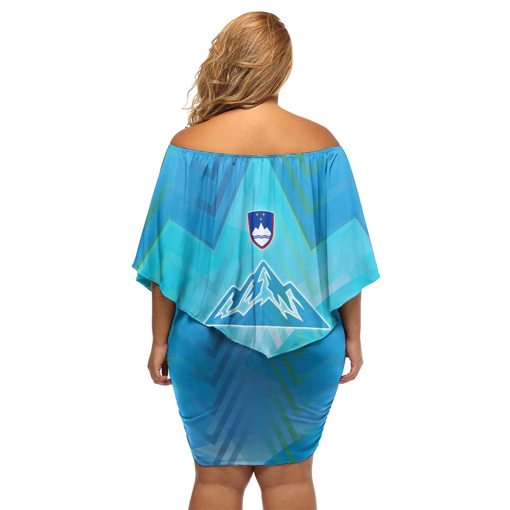 Slovenia Sport Family Matching Off Shoulder Short Dress and Hawaiian Shirt Alpine-Inspired Design with National Crest