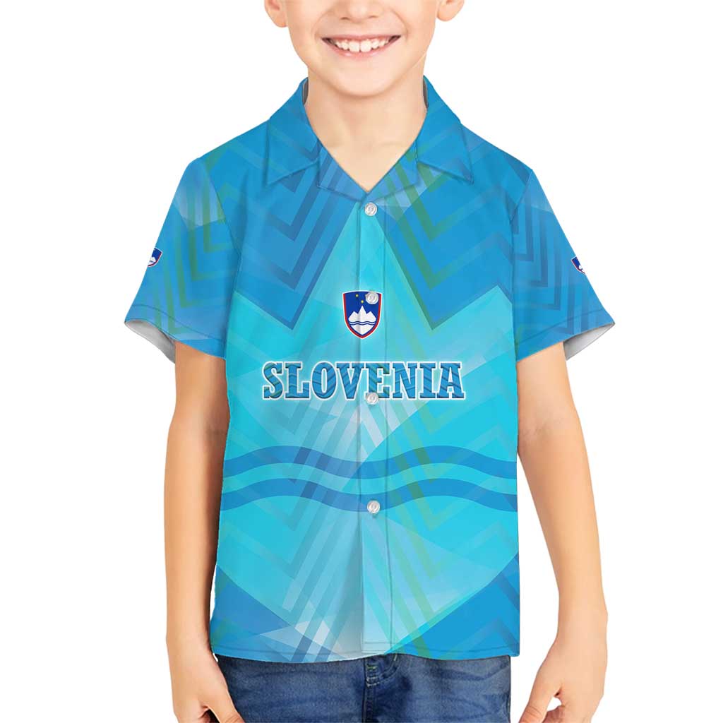 Slovenia Sport Family Matching Off Shoulder Short Dress and Hawaiian Shirt Alpine-Inspired Design with National Crest