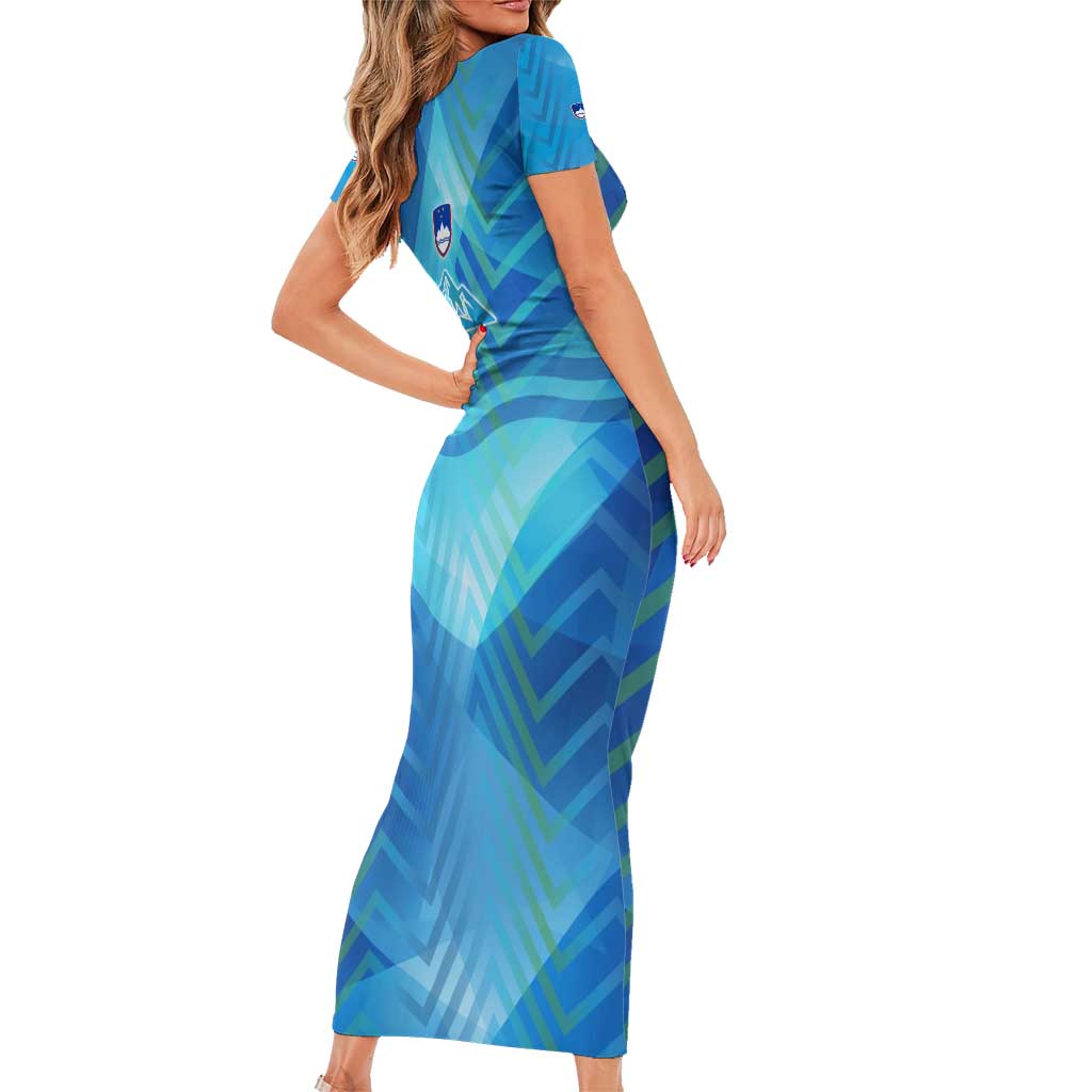 Slovenia Sport Family Matching Short Sleeve Bodycon Dress and Hawaiian Shirt Alpine-Inspired Design with National Crest