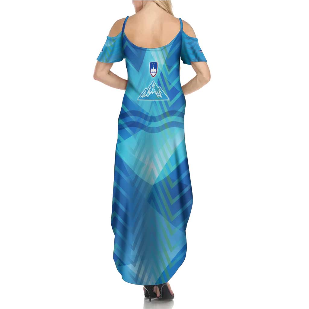 Slovenia Sport Family Matching Summer Maxi Dress and Hawaiian Shirt Alpine-Inspired Design with National Crest