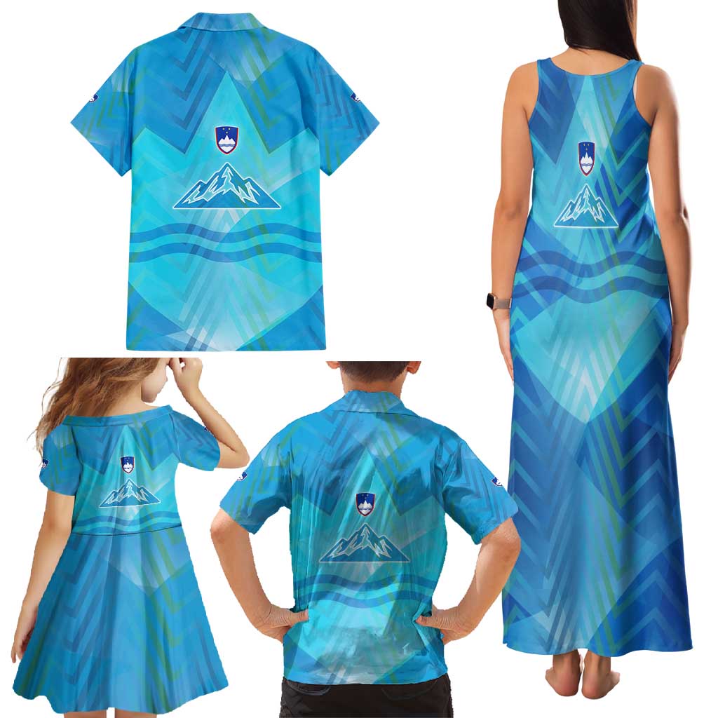 Slovenia Sport Family Matching Tank Maxi Dress and Hawaiian Shirt Alpine-Inspired Design with National Crest