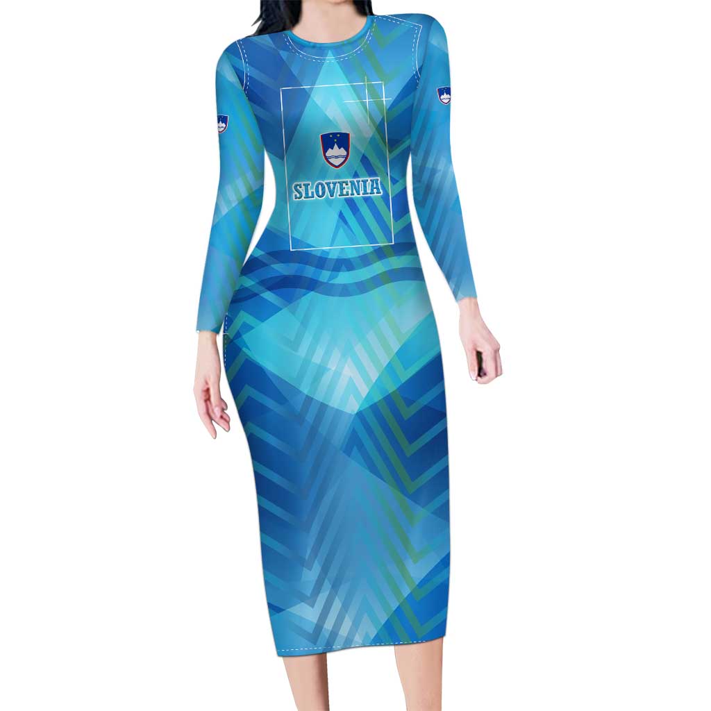 Slovenia Sport Long Sleeve Bodycon Dress Alpine-Inspired Design with National Crest