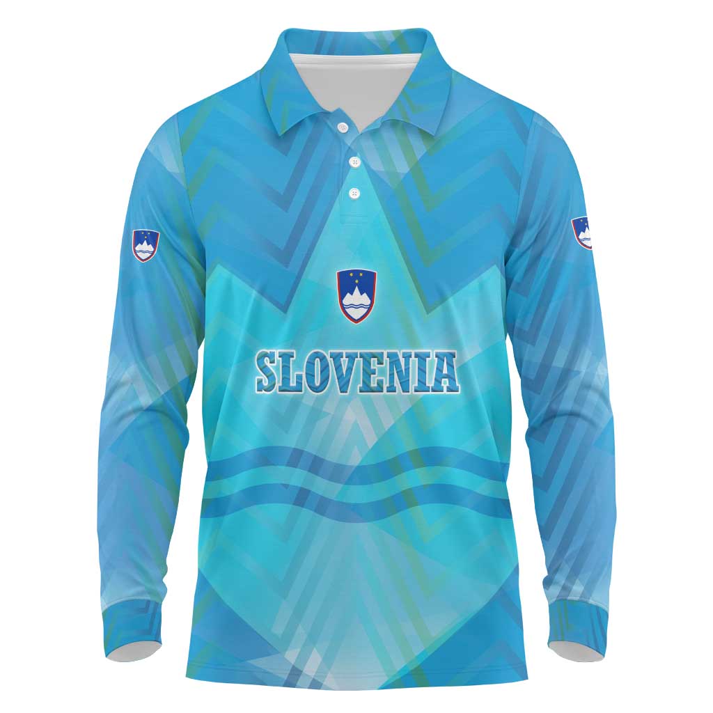 Slovenia Sport Long Sleeve Polo Shirt Alpine-Inspired Design with National Crest
