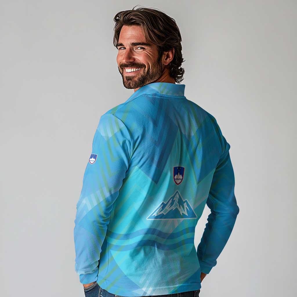 Slovenia Sport Long Sleeve Polo Shirt Alpine-Inspired Design with National Crest